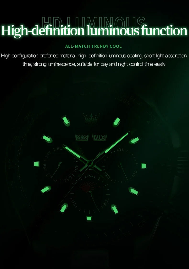 OLEVS Automatic Mechanical Watch for Men TOP Brand Original Stainless Steel Luminous Waterproof Date Man Wrist Watch Luxury Set