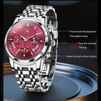OLEVS 2892 Mens Watch Original Business Quartz Watch Moon Phase Multifunctional Chronograph Watches For Men With Box Reloj New
