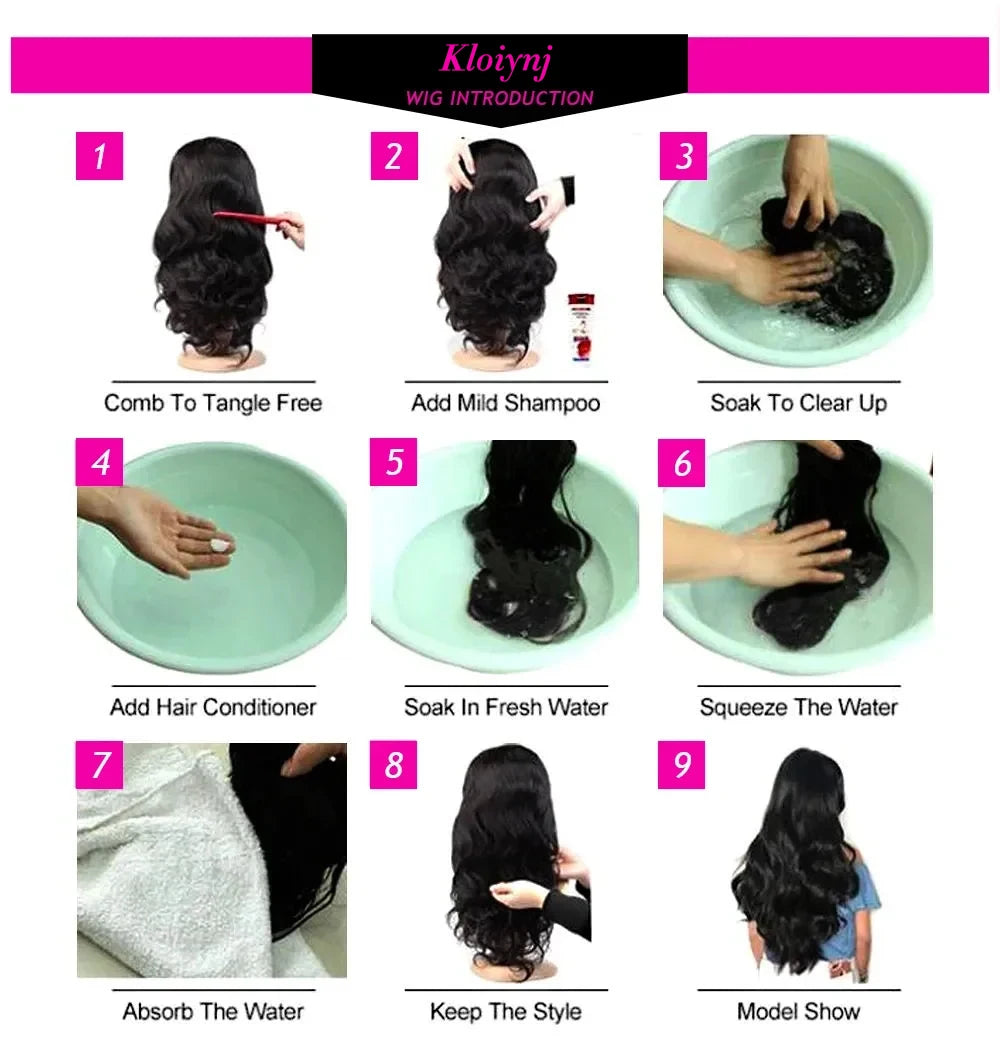 Natural Color Long Body Wave Human Hair Wig 13x6 13x4 360 7x6 HD Lace Frontal Closure 40 46 Inch Human Hair No Shed No Tangle for Women Daily Wear