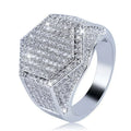 Ofertas Hip Hop Style Trendy Men Rings Copper Ring Iced Out Bling Pave Cubic Zirconia Geometry Ring Charms