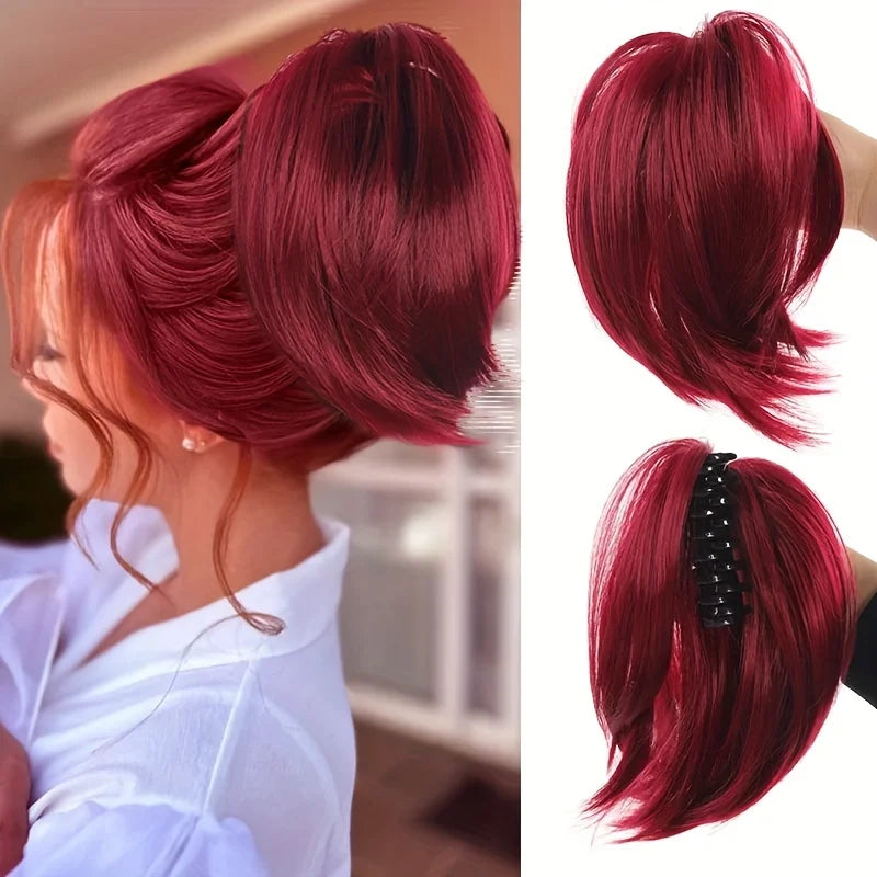 Women's Elegant Claw Messy Bun HairPiece Scrunchies Synthetic Straight Chignon Ponytail Clip-in Hair Extensions