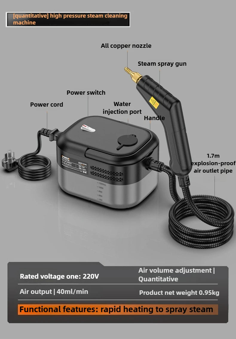2500W Household high pressure steam cleaner Portable Handheld cleaner Air conditioner Kitchen Car Hood Steam Cleaning machine