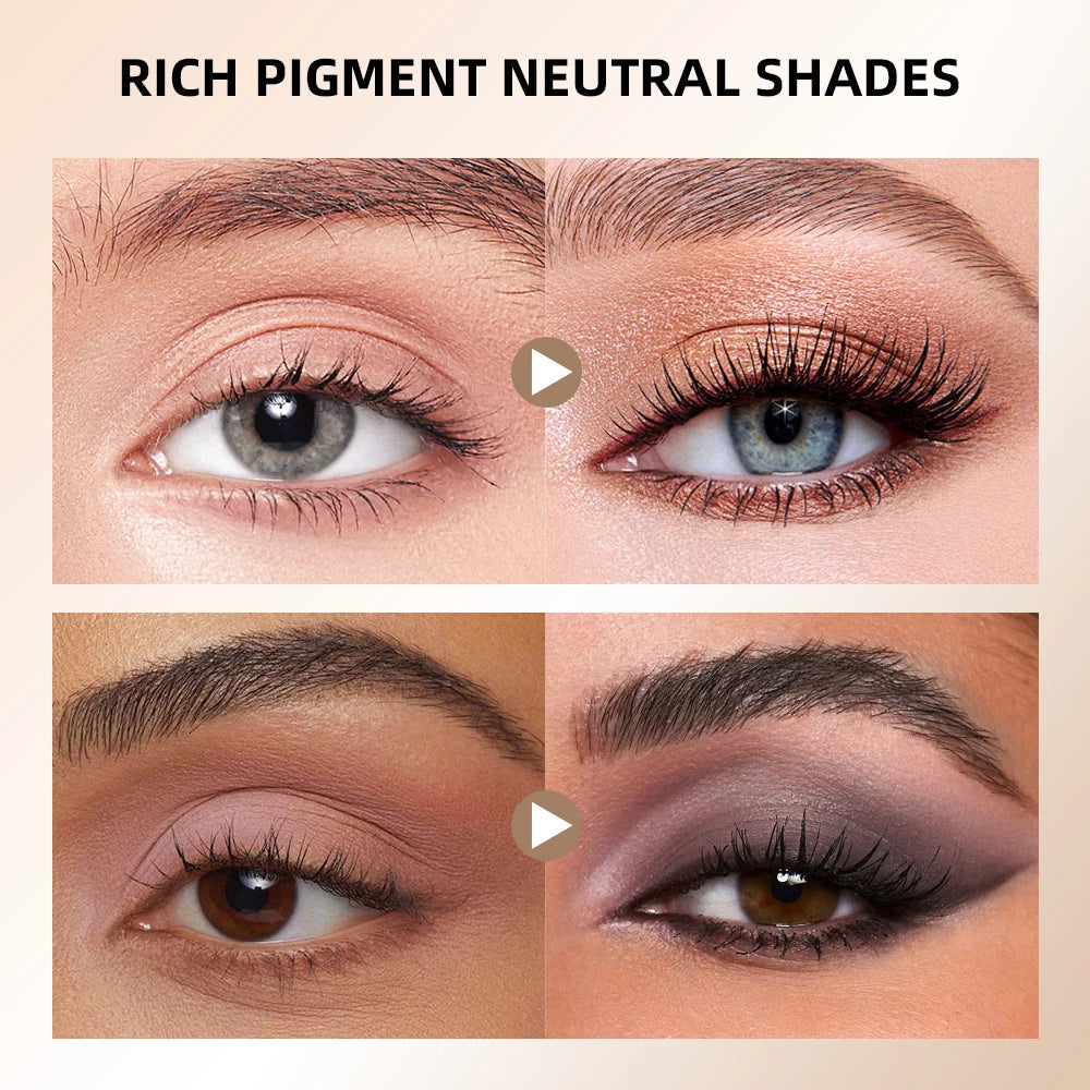 6 Colors Eyeshadow Palette Long-Lasting Rich Pigment Neutral Nude Tones Blendable Matte Shades Portable Daily Party Eye Makeup