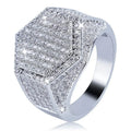 BAOSHINA Men's Ring Hip Hop Iced Out High Quality Micro Pave CZ Finger Ring Square Rings For Men Jewelry