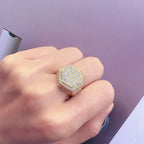 BAOSHINA Men's Ring Hip Hop Iced Out High Quality Micro Pave CZ Finger Ring Square Rings For Men Jewelry