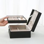 1 pcs PU leather jewelry box, double-layer wooden jewelry box, princess jewelry storage box, makeup box