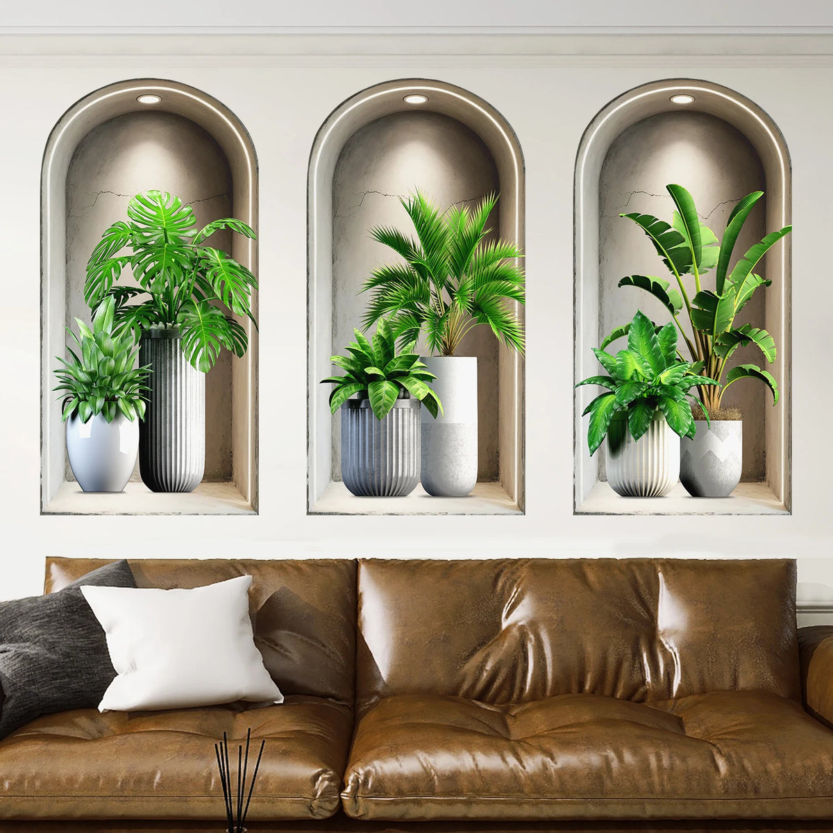 18 Styles Simulated Archway Niche Potted Plant Painting Wall Stickers Bedroom Living Room Hall Peel & Stick Art Mural Decals