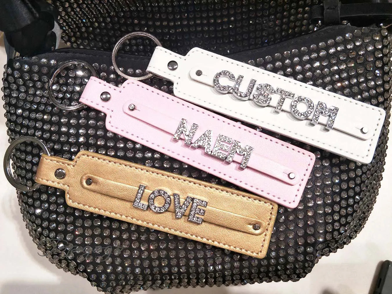 Custom Rhinestone Name Keychain,Bling Personalized Leather Keychain Accessories, Personalized Keychain, home decor, Custom Gift