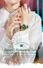 OLEVS 6601 Green Leather Strap Women Watch Automatic Mechanical Movement Waterproof Diamond Fashion Watch