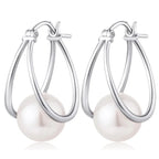 CAOSHI Simple Elegant Hoop Earrings with Simulated Pearl Female Graceful Jewelry for Engagement Daily Party Accessories Gift