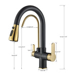 Gold /Black/Chrome Kithcen Purified Faucet Pull Out Water Filter Tap 2/3 Way Torneira Hot Cold Mixer Sink Crane Kitchen Drink