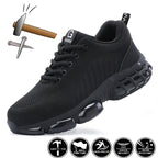 Safety Shoes Men Steel Toe Boots Anti-smash Anti-puncture Safety Work Shoes Men Lightweight Breathable Protective Shoes Black