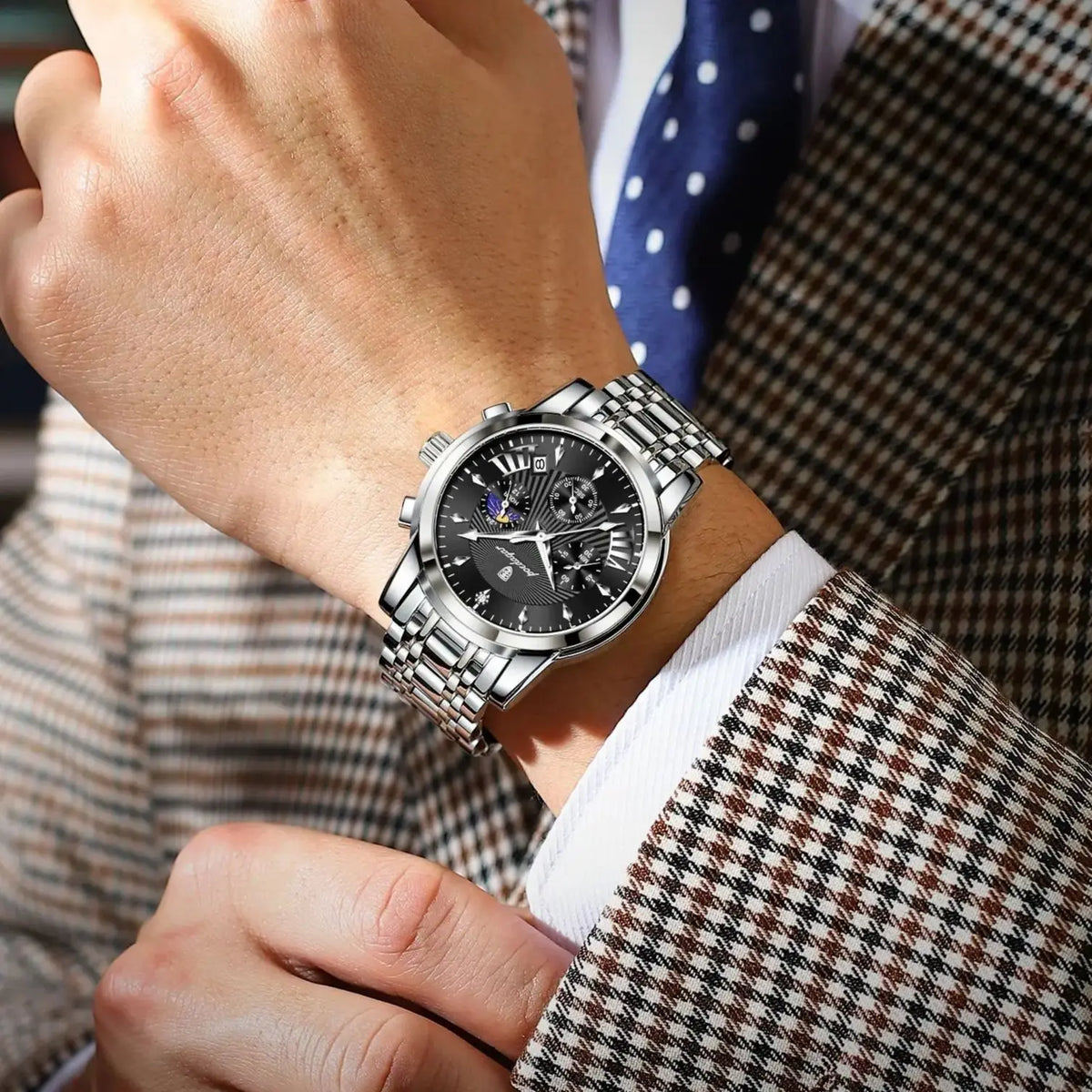 POEDAGAR Original Military Men Watches Waterproof Luminous Date Chronograph Man Watch Stainless Steel Men's Quartz Watches Reloj