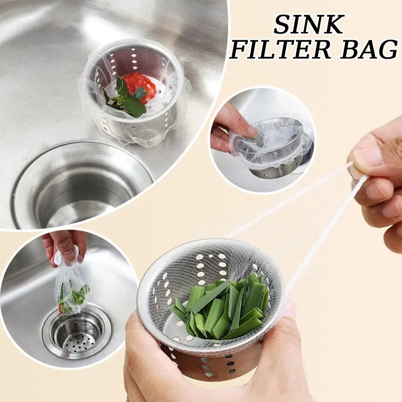 Disposable Sink Filter Mesh Bags Anti-blocking Garbage Bag Nets Disposable Floor Drain Mesh Bag Kitchen Accessories VIE LENTE