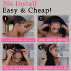 Body Wave Headband Wig Human Hair Wigs Put On And Go 200% Density Brazilian Hair Headband Wig Non Lace Front Human Hair Wigs