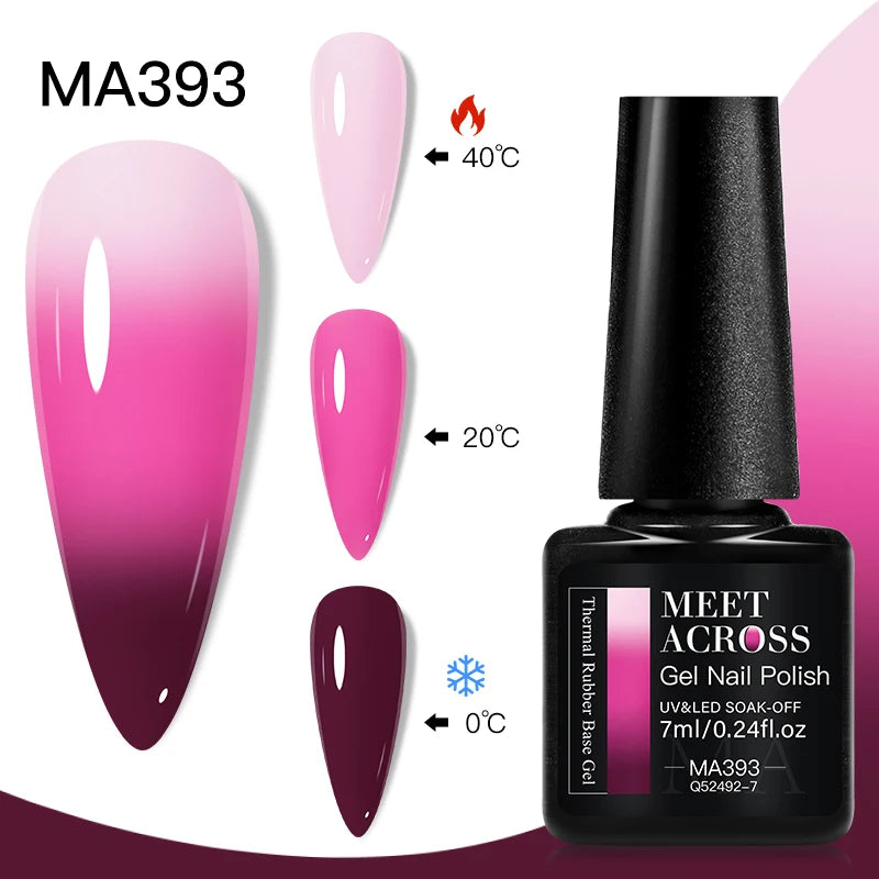 MEET ACROSS 75 Colors Thermal Nail Gel Polish 3 Colors Changing Nail Art Supplies for Manicure DIY Design Long Lasting UV/LED