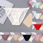 For Female Thin Silky Briefs Womens Briefs Sleep Wear Silky Lace Panties For Women Briefs Medium Stretch Polyester Fabric