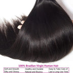 12A Straight Human Hair Bundles With 2x6/5x5 Lace Closure Unprocessed Brazilian Virgin Bundles 100% Raw Hair 3 Days Delivery