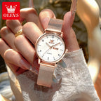 OLEVS Brand Original Fashion Slim Quartz Watch Women Elegant Watches Stainless Steel Waterproof Week Date Watches For Woman