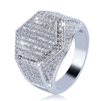 Ofertas Hip Hop Style Trendy Men Women Rings Copper Ring Iced Out Bling Pave Cubic Zirconia Geometry Ring Charms