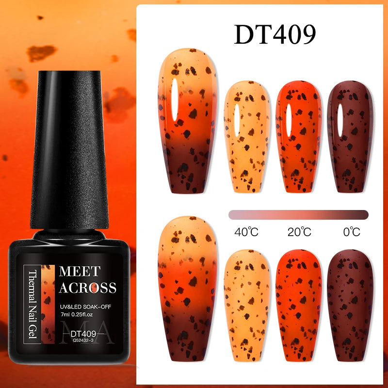 MEET ACROSS 75 Colors Thermal Nail Gel Polish 3 Colors Changing Nail Art Supplies for Manicure DIY Design Long Lasting UV/LED