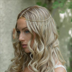 Elegant Elegant Crystal Wedding Head Chain for Women Indian Forehead Jewelry Long Tassel Hair Accessories Bridal Boho Headpiece