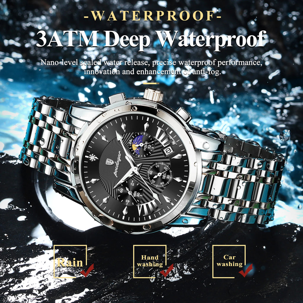 POEDAGAR Original Military Men Watches Waterproof Luminous Date Chronograph Man Watch Stainless Steel Men's Quartz Watches Reloj