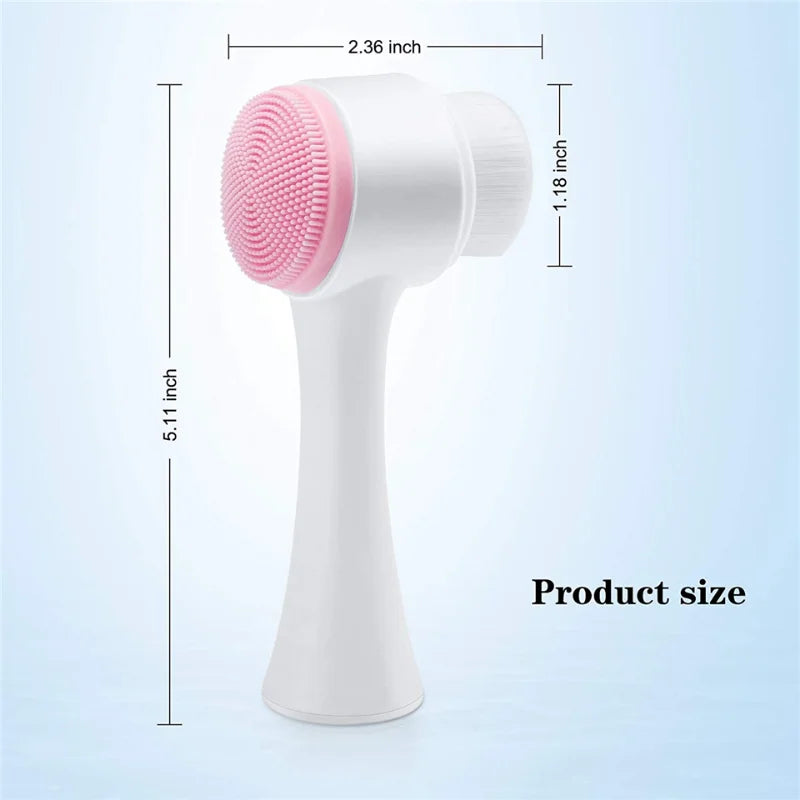 3D Double-sided Manual Facial Cleansing Brush Soft Silicone Bristles Deep Pore Cleansing Exfoliating Face Wash Brush Beauty Care