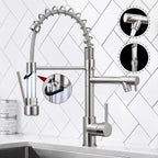 Spring Pull Down Kitchen Faucet, Hot Cold Stainless Steel Kitchen Sink Mixer Tap with Single Handle Spring Kitchen Faucets