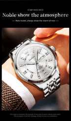 OLEVS Brand Watch Steel Band Stereo Dial Double Calendar Quartz Watch Waterproof Men's Watch 3620