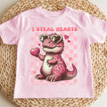 100% Cotton Little Dinosaur of Love Print Children’s Base Clothe Girl Comfortable T-shirt Outdoor O-neck Short Sleeve T-shirt