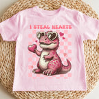 100% Cotton Little Dinosaur of Love Print Children’s Base Clothe Girl Comfortable T-shirt Outdoor O-neck Short Sleeve T-shirt
