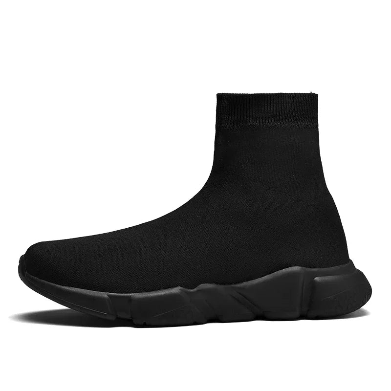 Classic Black High Top Sneakers For Men Designer Shoes Slip-on Men's Casual Sneakers Comfy Breathable Knit Women's Sports Shoes