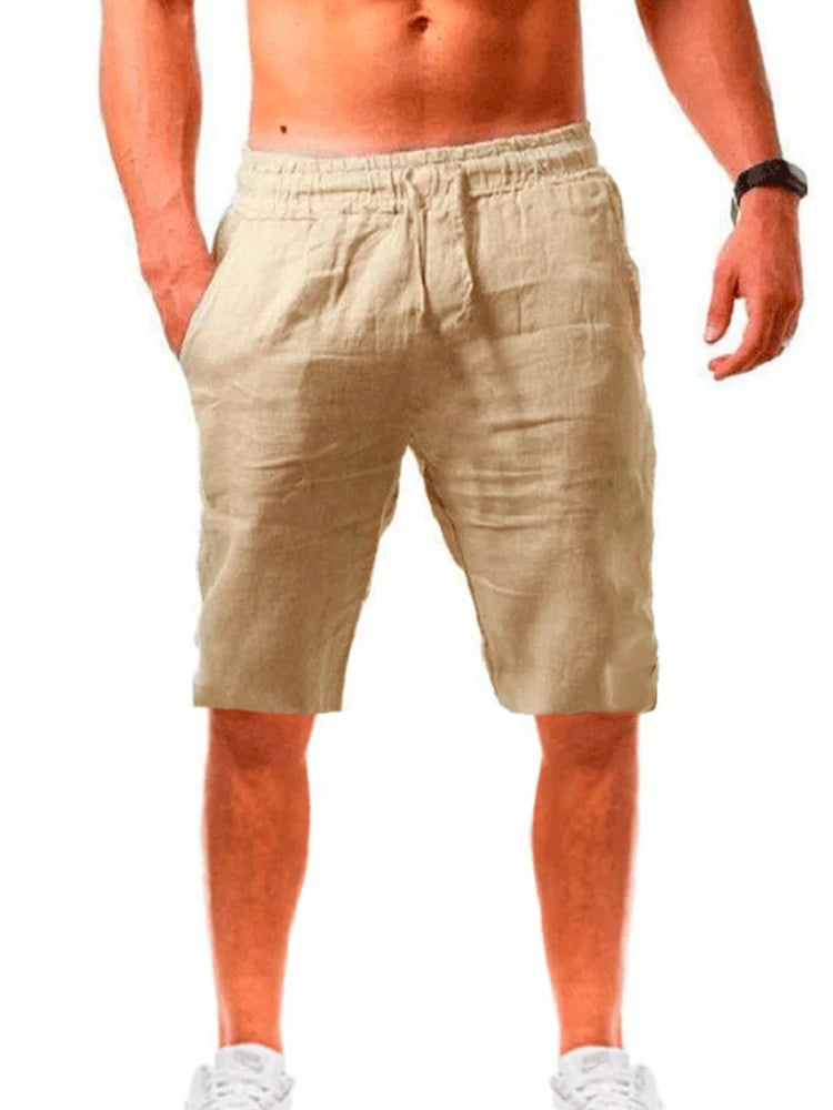 New Men's Shorts Pants Male Summer Breathable Solid Color Trousers Fitness Streetwear Lace up Bottoms