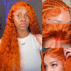 Water Wave Ginger Lace Front Wigs Human Hair 13x4 13x6 #350 Colored Wigs 100% Brazilian Human Hair Deep Curly Wigs Orange Ginger