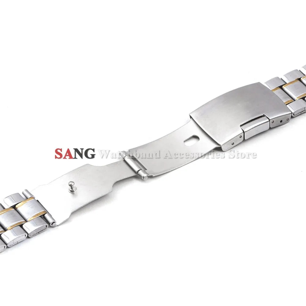Curved End Watchband Men Women Metal Bracelets 20mm 22mm Stainless Steel Sport Strap Universal Replacement Wristband Accessories