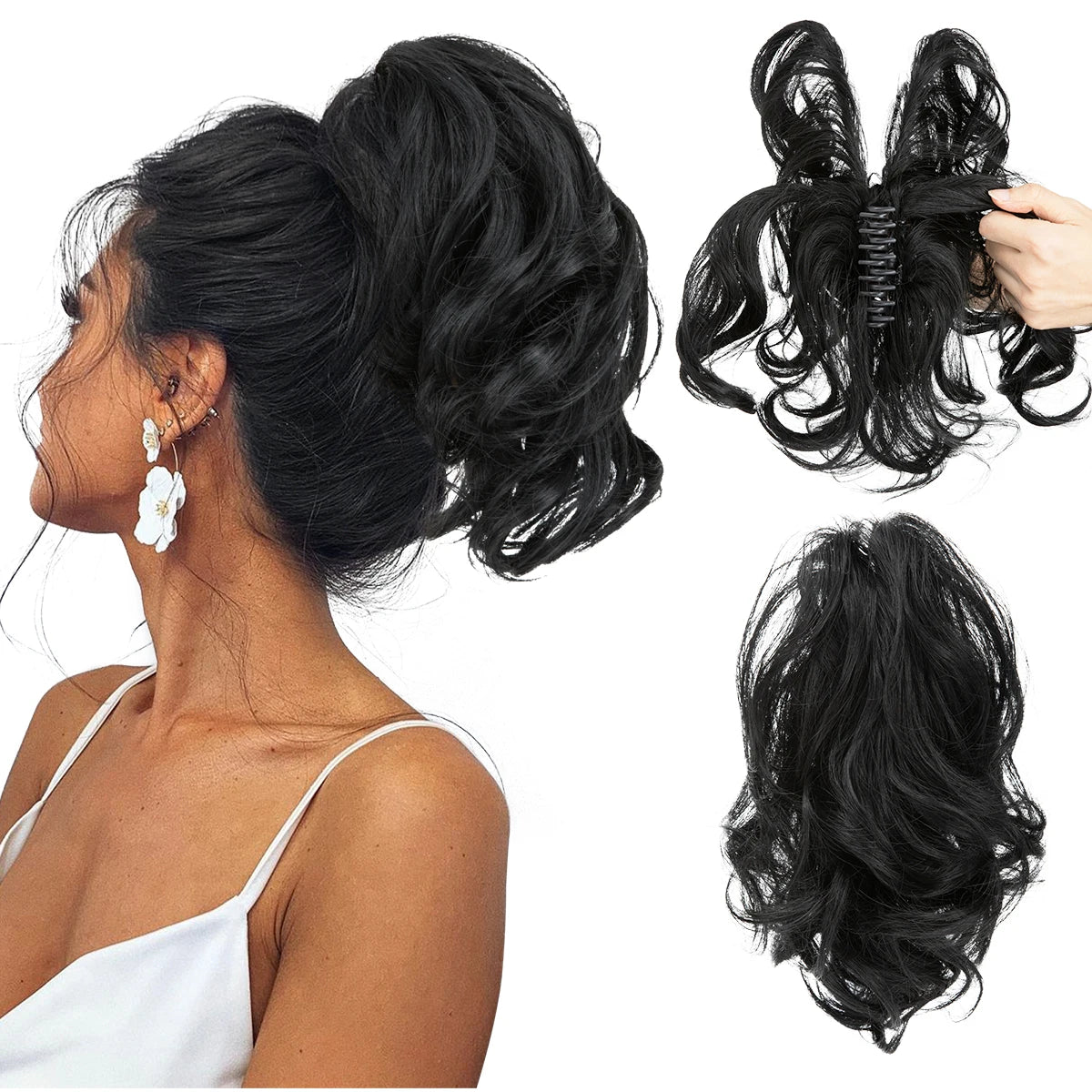 Synthetic Diy Claw Clip In Ponytail Hair Extensions Hairpiece Hair Bun Fake Black Blonde Natural Hair False Pigtail for Women