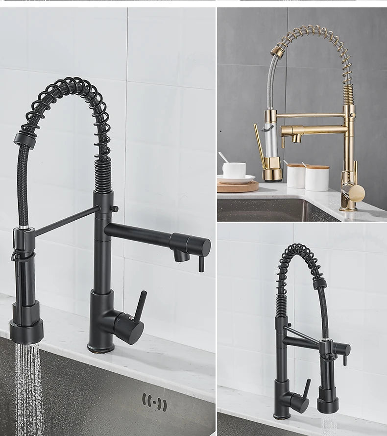 Kitchen Faucet with Pull Down Sprayer High Arc Single Handle Spring Kitchen Sink Faucet