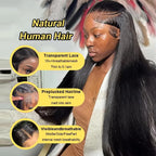 Straight Human Hair 13x6 13X4 Transparent HD Lace Front Wig 7x6 HD Lace Pre Plucked Wig 200 Density 40 42 Inches Natural Color Brazilian Hair Wig For Women Beginner Friendly