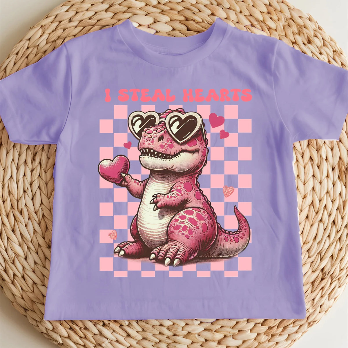 100% Cotton Little Dinosaur of Love Print Children’s Base Clothe Girl Comfortable T-shirt Outdoor O-neck Short Sleeve T-shirt