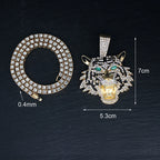 Hip Hop Big 3D Tiger Pendant Necklace Crystal Cuban Chain HipHop Iced Out Bling Necklaces Men Women Fashion Charm Jewelry