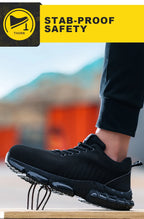 Safety Shoes Men Steel Toe Boots Anti-smash Anti-puncture Safety Work Shoes Men Lightweight Breathable Protective Shoes Black