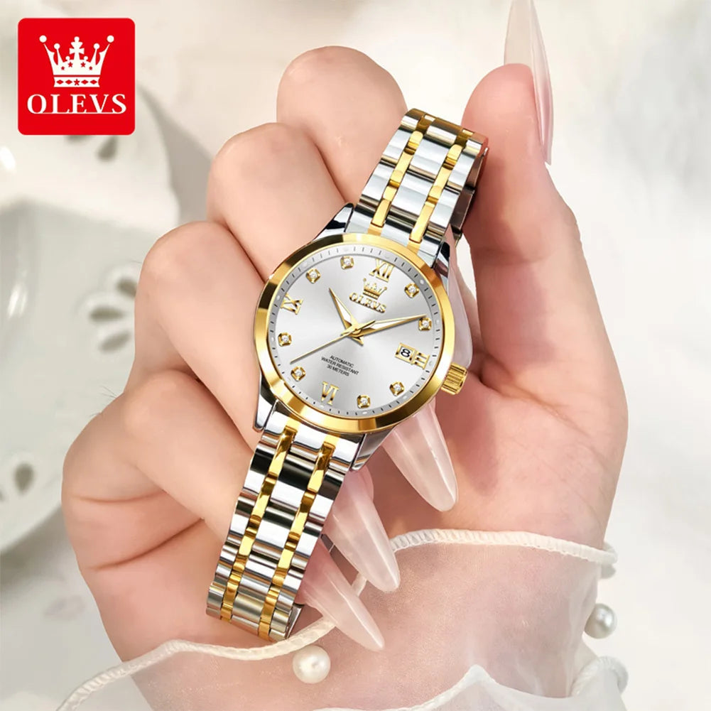 OLEVS 9946 Women Watch Auto Date Stainless steel Waterproof Luminous Automatic Mechanical Watch