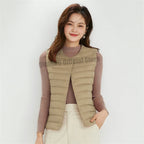 Women Sleeveless Puffer Vest Women's Ultra Light Down Vest Women Two Ways Waistcoat Portable Warm Sleeveless Winter Liner