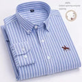 100% Pure Cotton Men's Long Sleeve Shirt Business Casual Solid Color Embroidered Oxford Spun Shirt