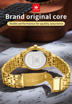 OLEVS Quartz Watch for Men Luxury Diamonds Gold Watch Waterproof Luminous Stainless Steel Business Men's Quartz Watch Mens Watch
