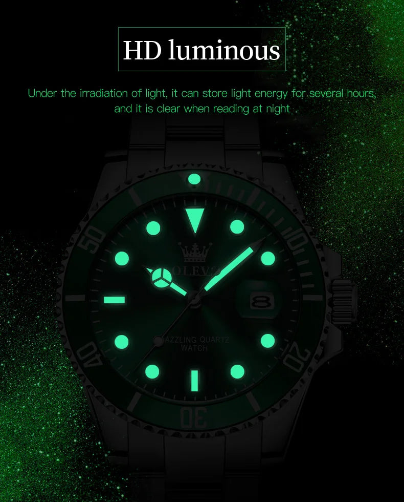 OLEVS New Man Watch Luxury Top Brand One-Way Rotating Outer Ring Design Quartz Watch for Men Auto Date Waterproof Wrist Watches