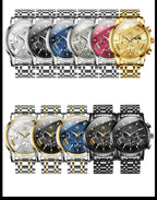 OLEVS 2892 Men Watch Original Quartz Watch Luxury Waterproof Luminous Calendar Moon Phase Chronograph Business Sports Men Watch