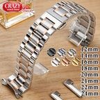 Stainless Steel Band 12mm 14mm 16mm 18mm 20mm 21mm22mm24mm for Seiko for Tissot Watch Strap Metal Replace Men Business WristBelt