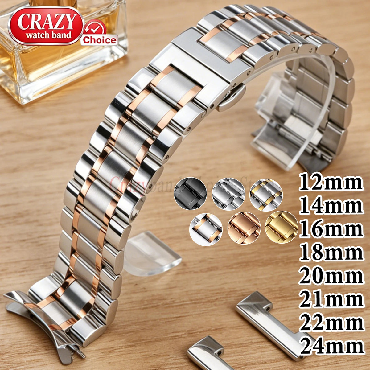 Stainless Steel Band 12mm 14mm 16mm 18mm 20mm 21mm22mm24mm for Seiko for Tissot Watch Strap Metal Replace Men Business WristBelt